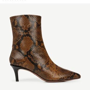 Franco Sarto Snake Print Pointed Toe Heeled Boots 10